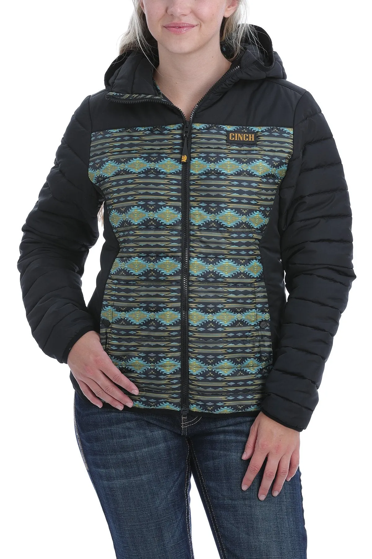 CLMAJ9852001-L-Black Jacket Cinch Quilted Down