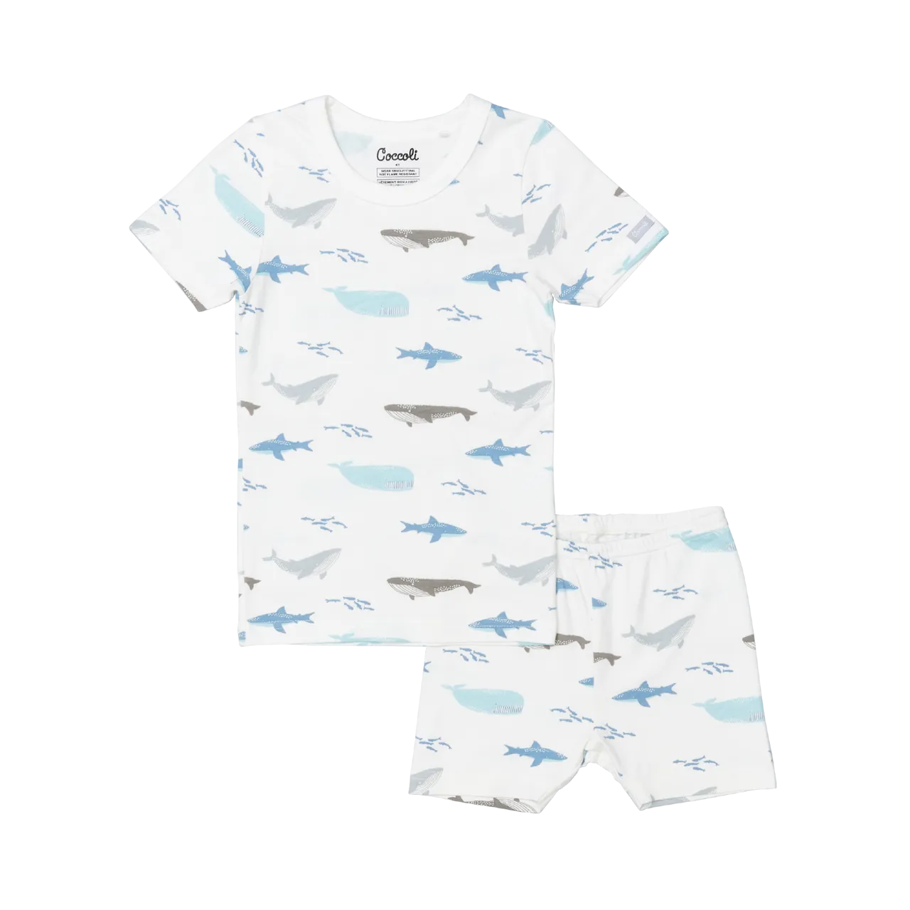 Coccoli Kid Boy SS Modal Pajama- Ocean Life on Cream