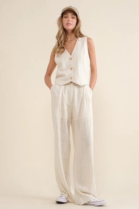 Coconut Pinstripe Pants