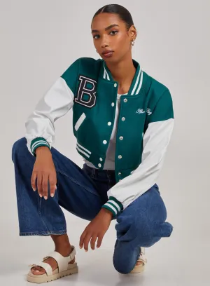 Contrast Sleeve Baseball Jacket