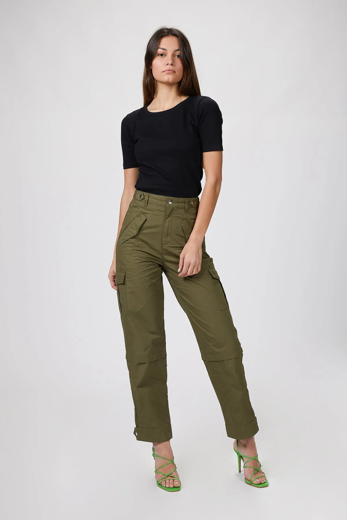 COTTON-BLEND DRILL CARGO PANTS