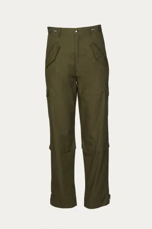 COTTON-BLEND DRILL CARGO PANTS