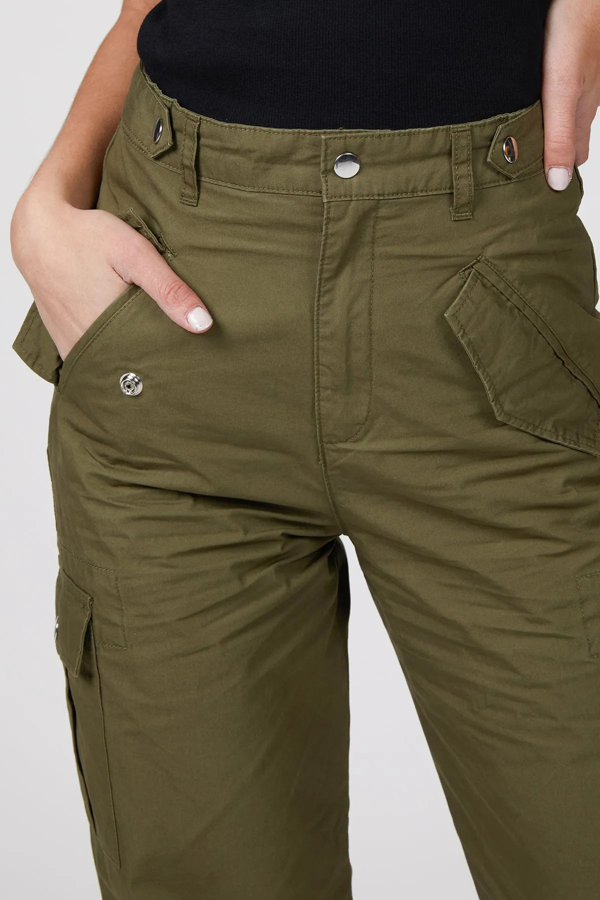COTTON-BLEND DRILL CARGO PANTS