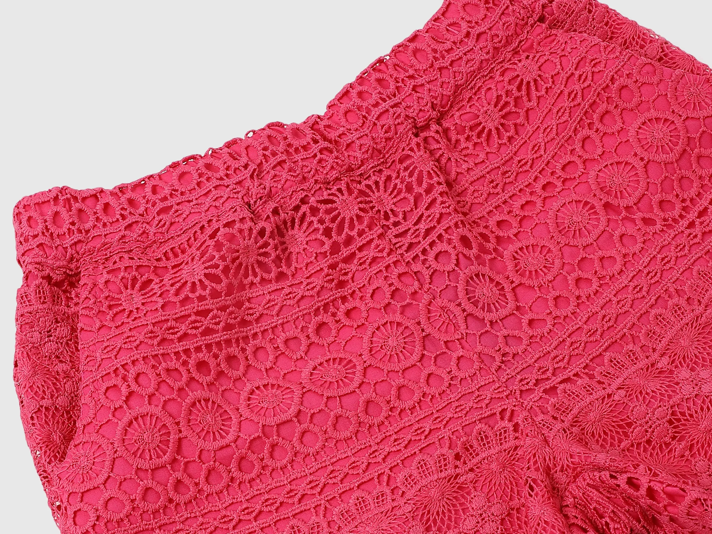 Cotton Embroidery Regular Length Girls Shorts