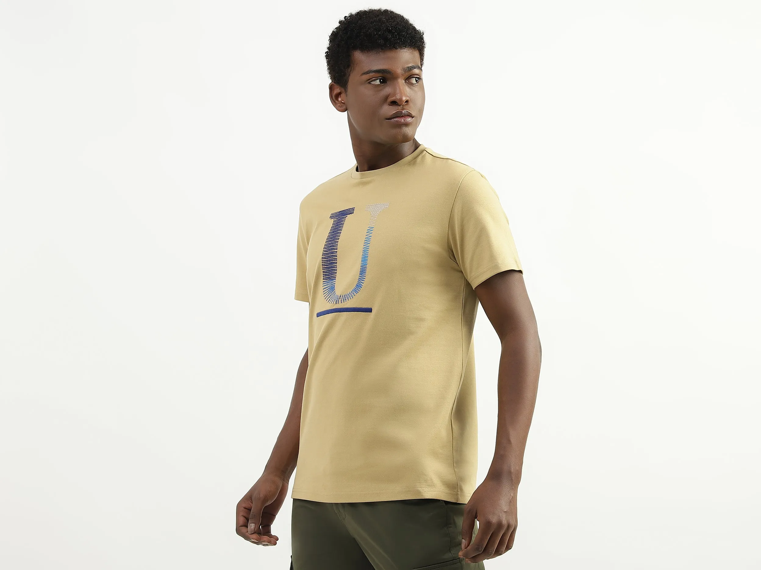 Cotton Embroidery Round Neck Mens T-shirts