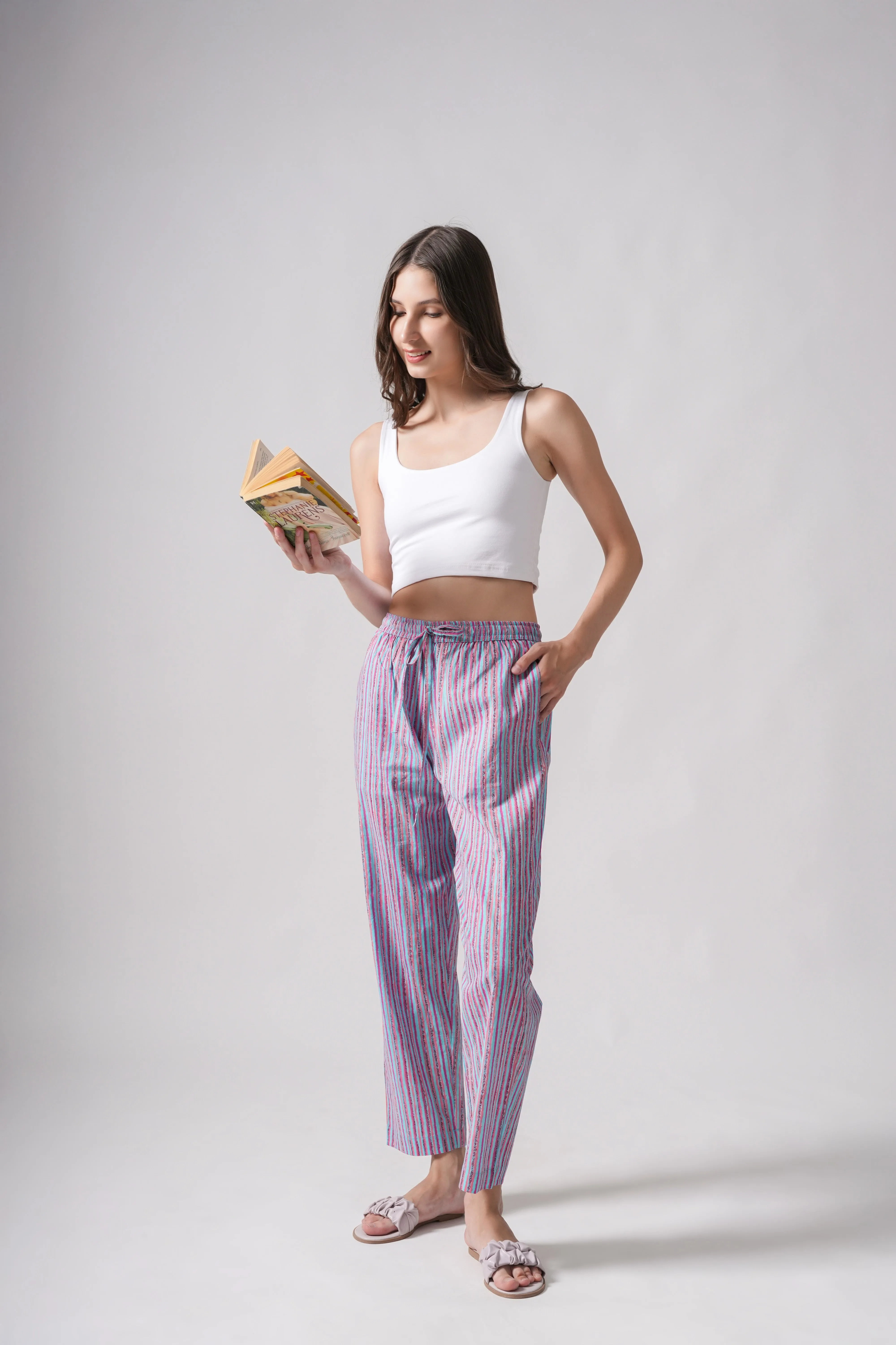 Cotton Pajama Pants Women - Pink Horizon