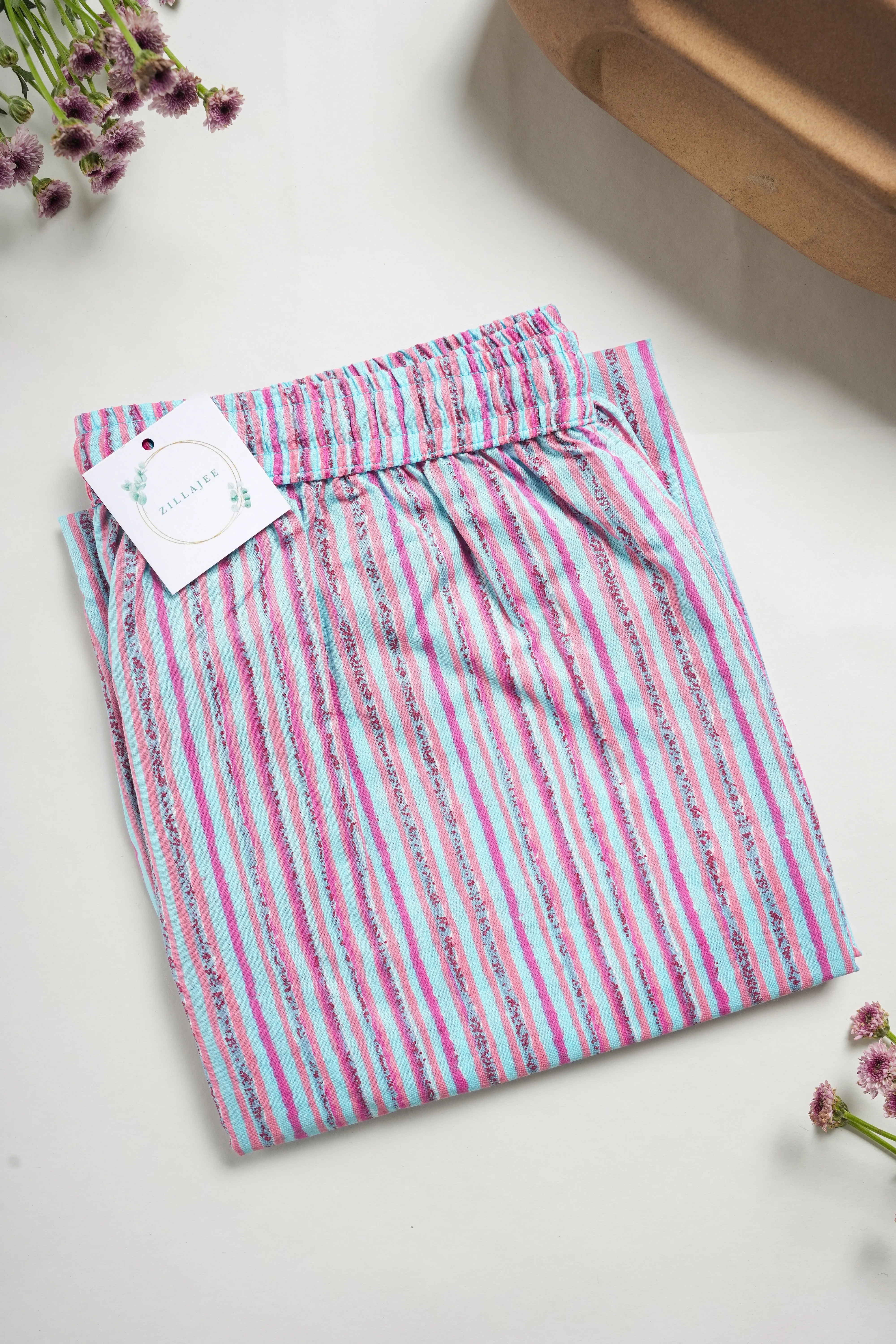Cotton Pajama Pants Women - Pink Horizon