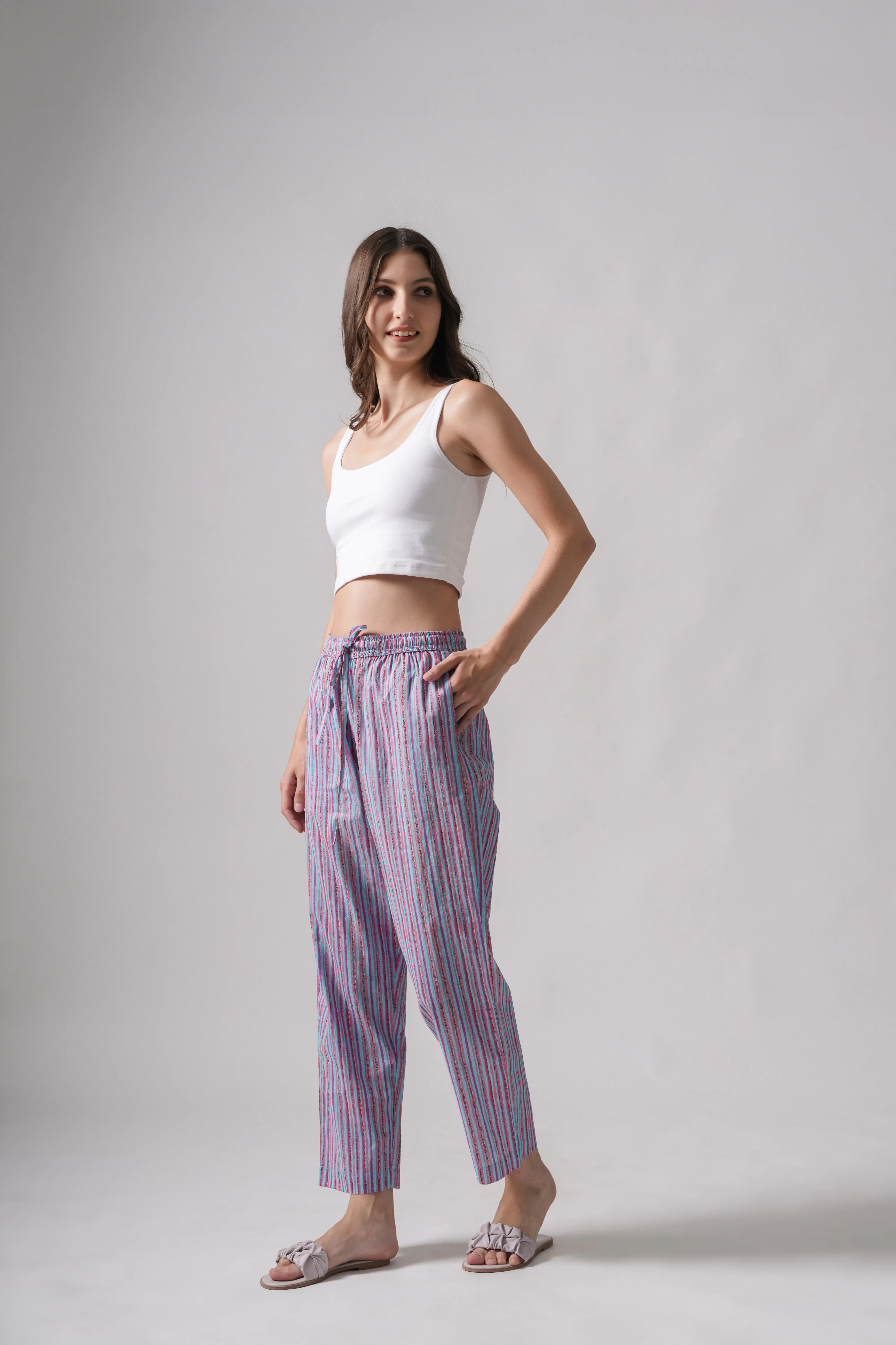 Cotton Pajama Pants Women - Pink Horizon