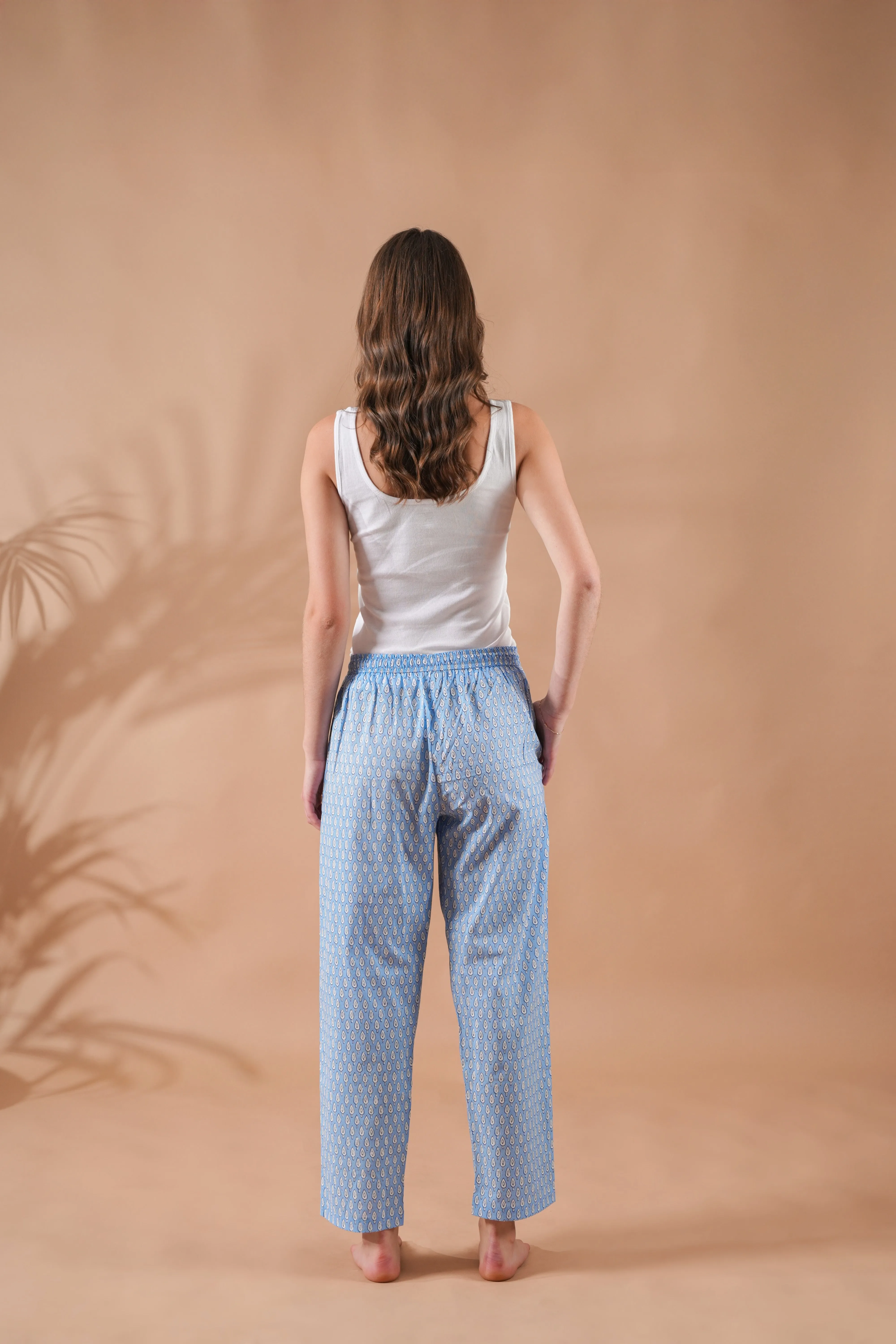 Cotton Pajama Pants Women - Tranquil Blue