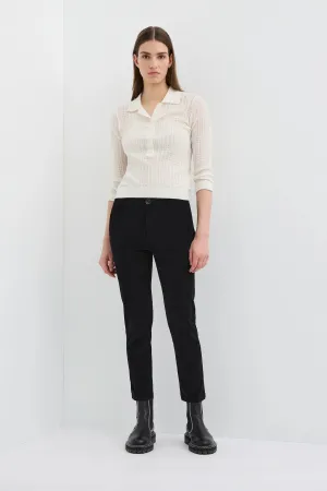 Cotton Velvet Military Pant - Black