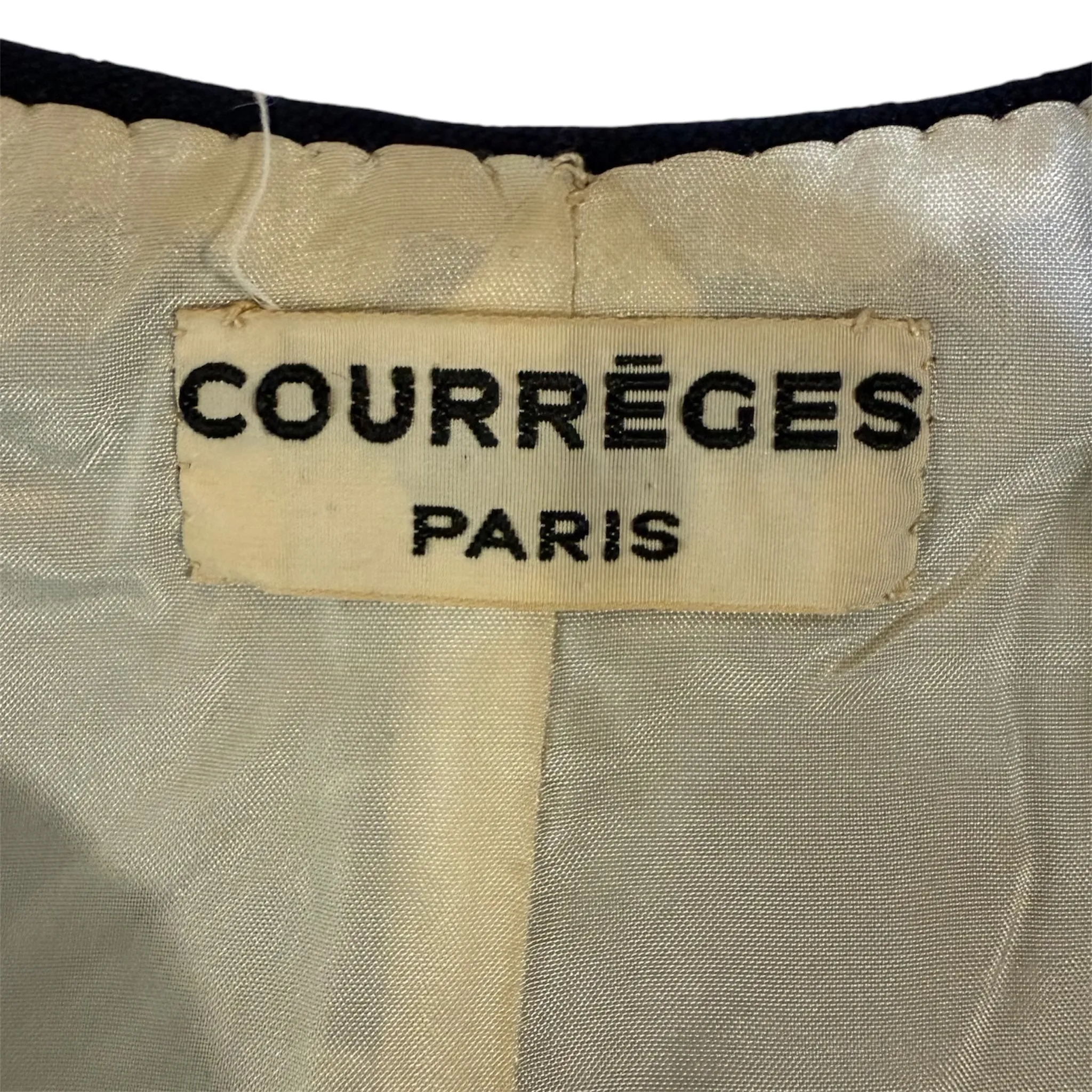 Courrèges 1960's Mod Navy Blue Wool Pantsuit with Patent White Belt