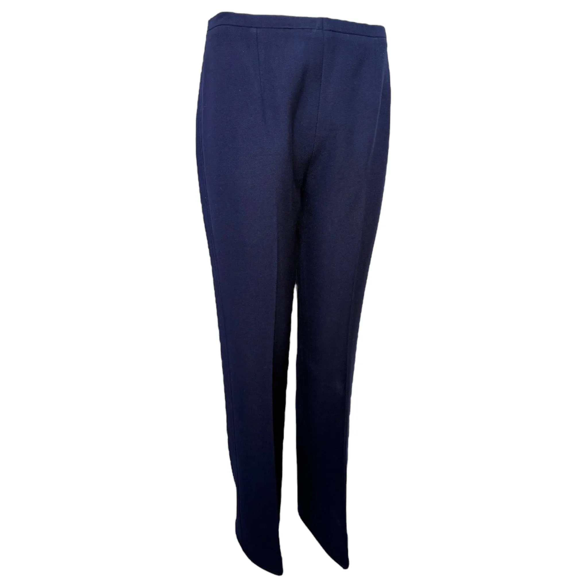 Courrèges 1960's Mod Navy Blue Wool Pantsuit with Patent White Belt