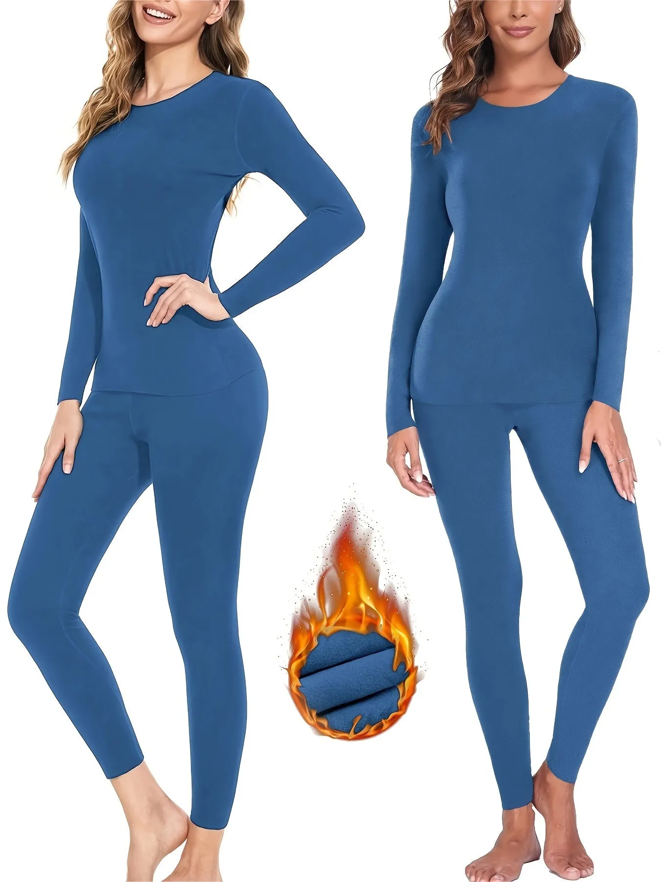 Cozy Women's Thermal Underwear Set - Sets - Soft, Long Sleeve Round Neck Base Top & Pants for Fall and Winter, Slim Fit, Breathable, Moisture-Wicking, Quick Drying, and Comfortable