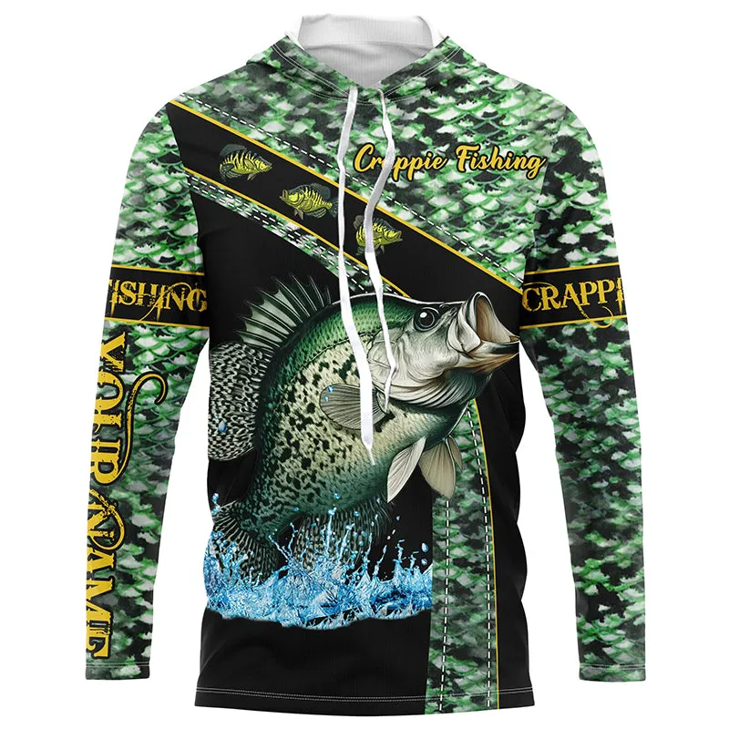 Crappie fishing green Crappie scales Custom name Crappie fishing Long sleeve, Long Sleeve Hooded NQS4889