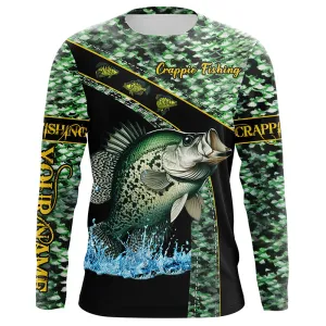 Crappie fishing green Crappie scales Custom name Crappie fishing Long sleeve, Long Sleeve Hooded NQS4889