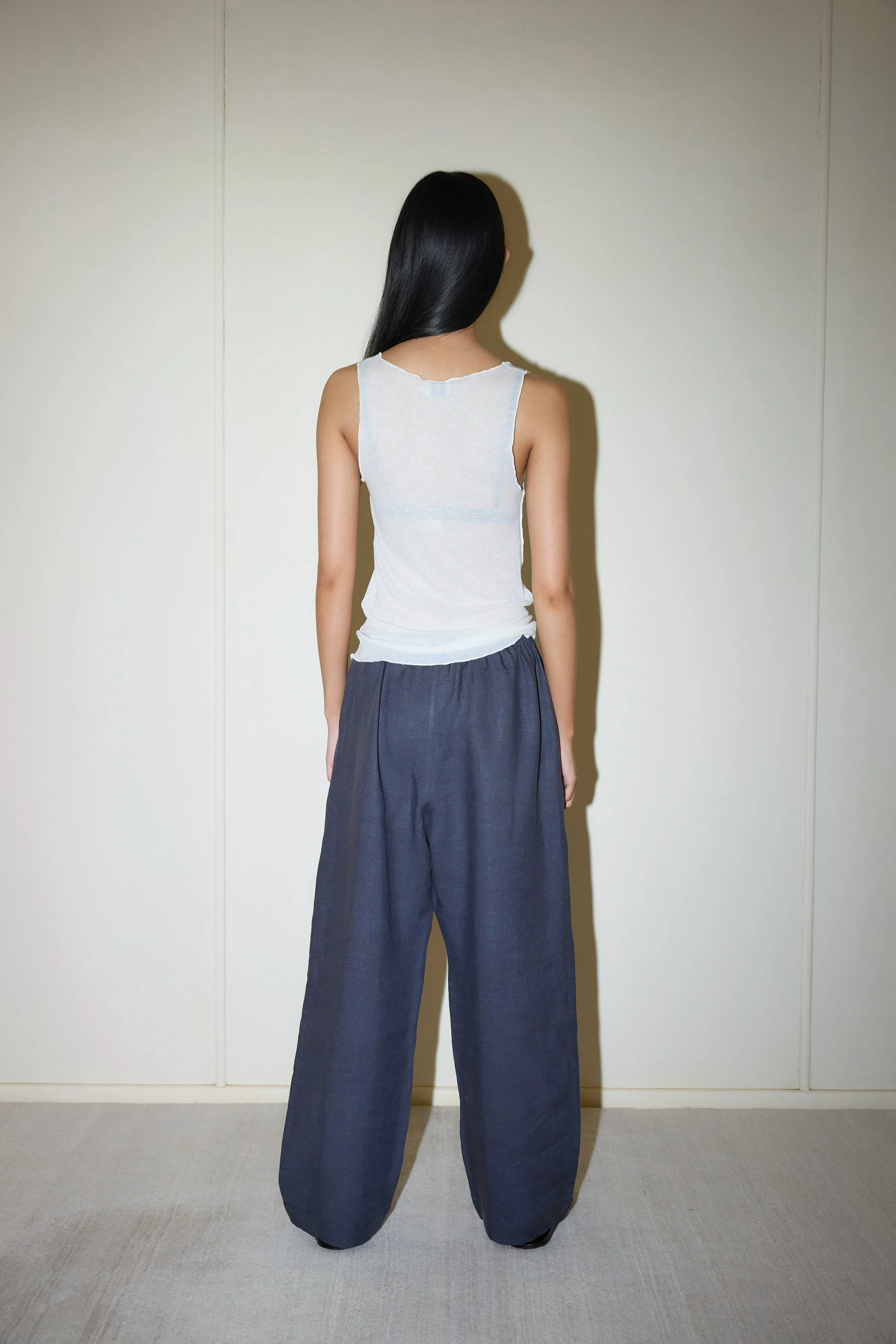 Deiji Studios | Linen Square Pocket Pant in Ink