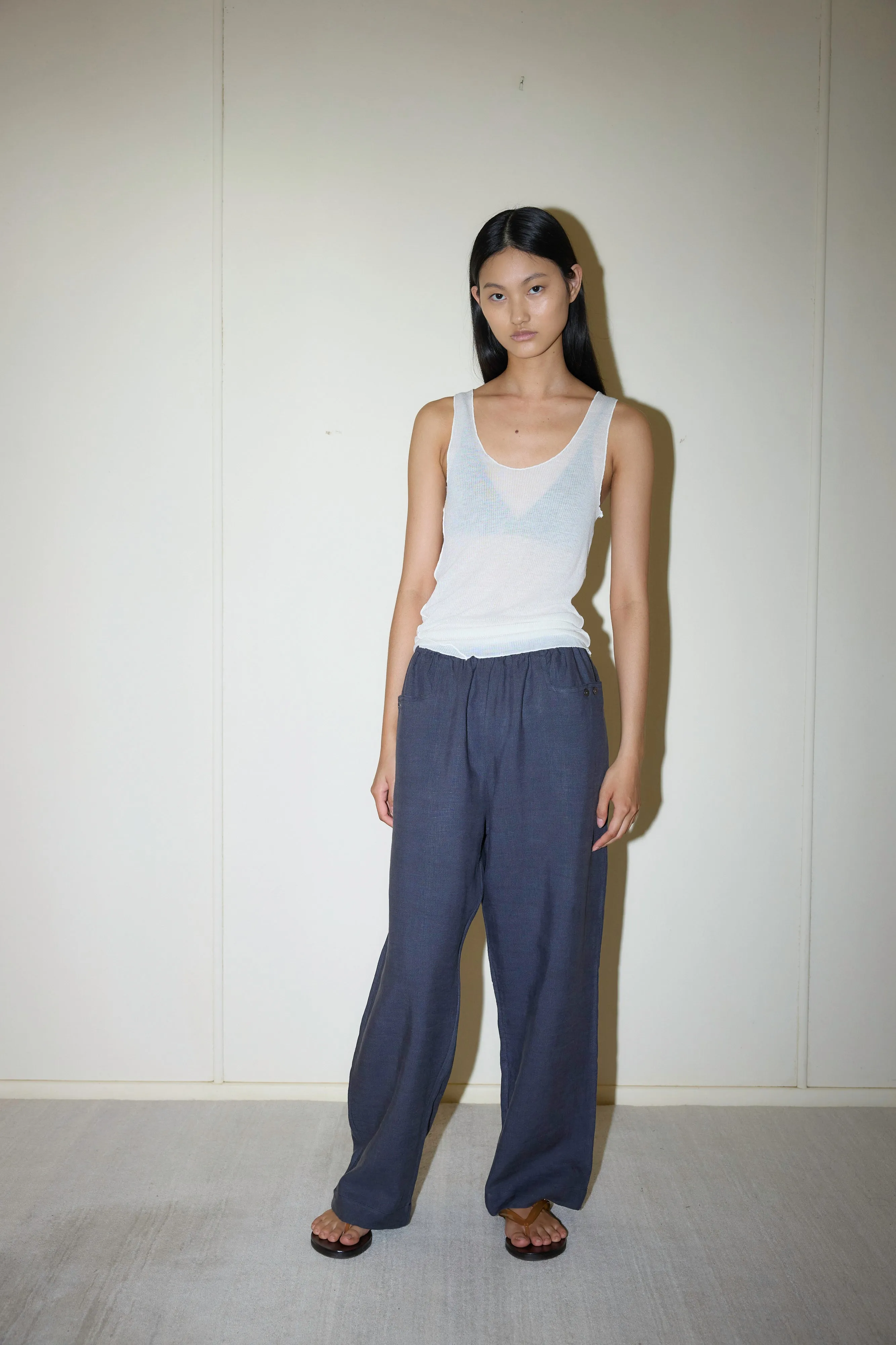 Deiji Studios | Linen Square Pocket Pant in Ink