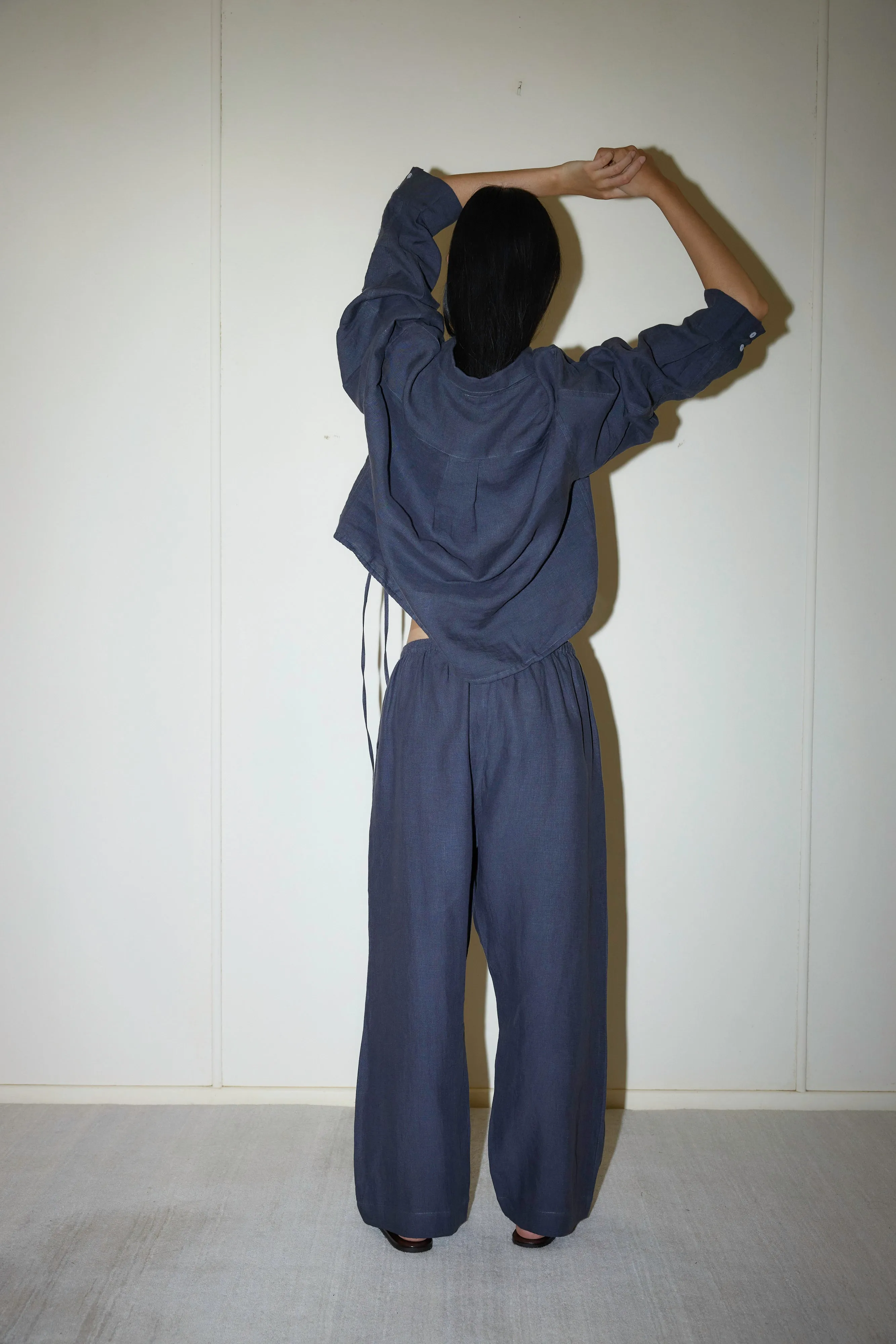Deiji Studios | Linen Square Pocket Pant in Ink