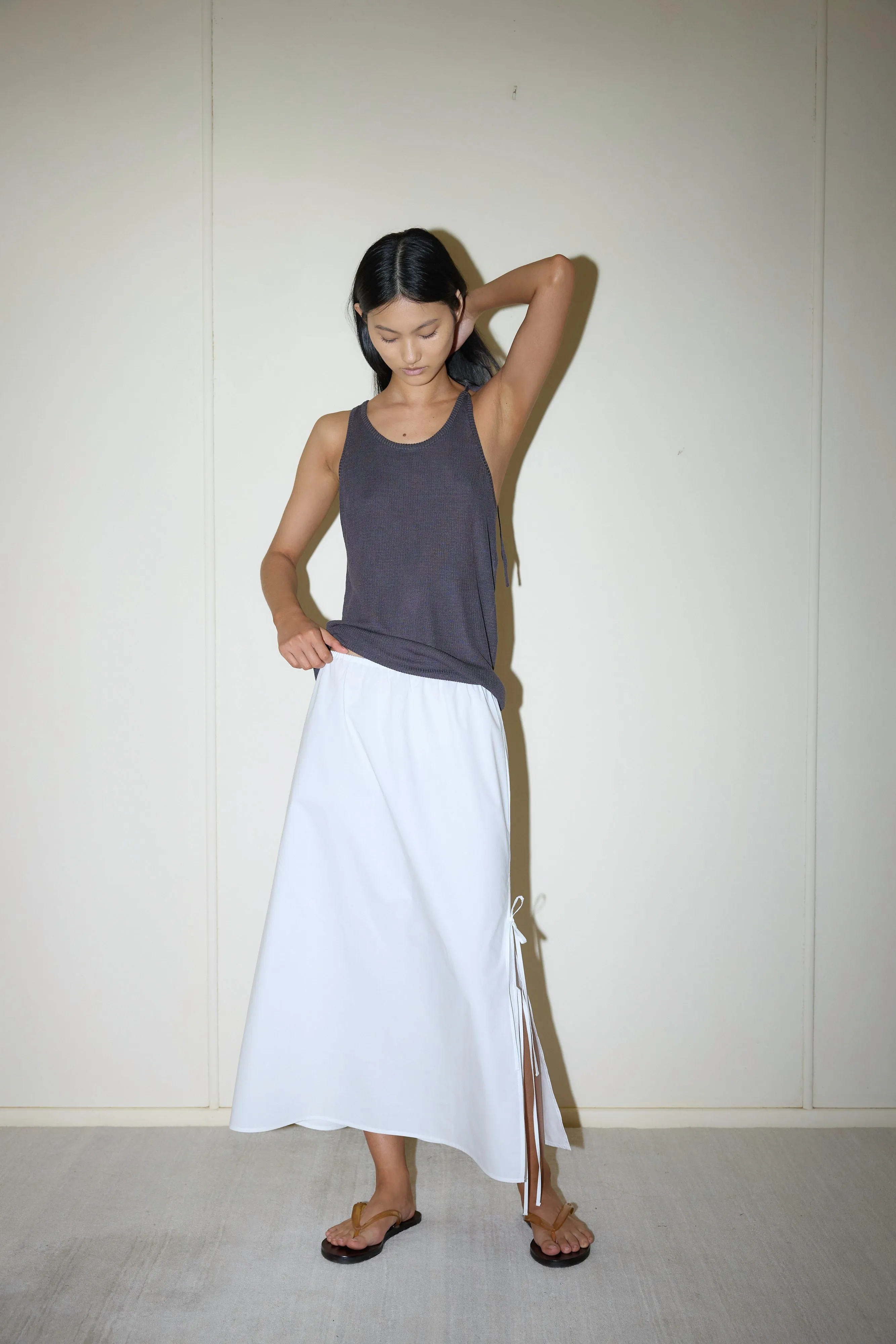 Deiji Studios | Split Tie Skirt in White