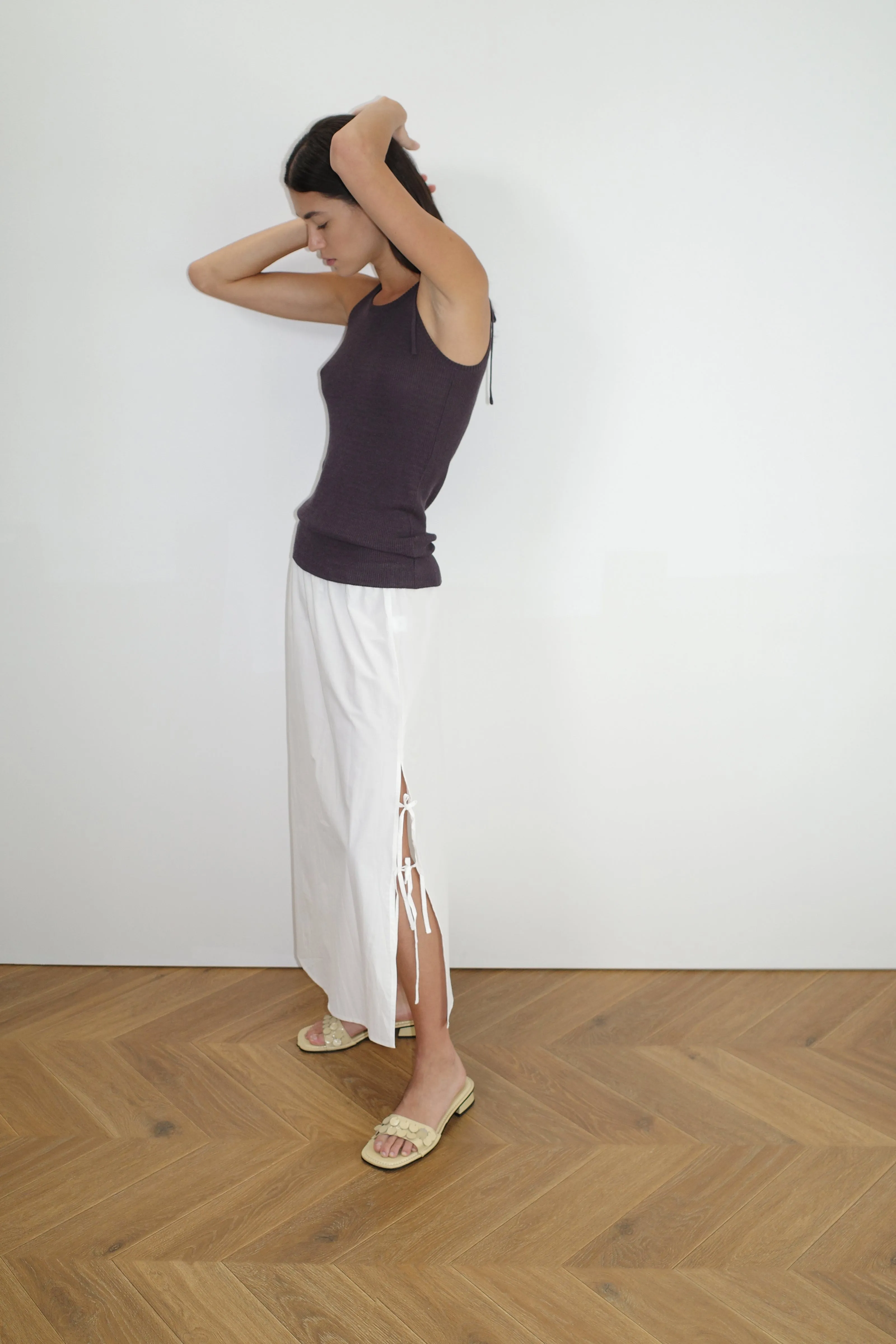 Deiji Studios | Split Tie Skirt in White