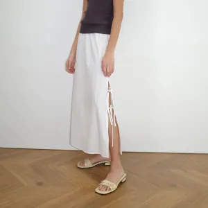 Deiji Studios | Split Tie Skirt in White