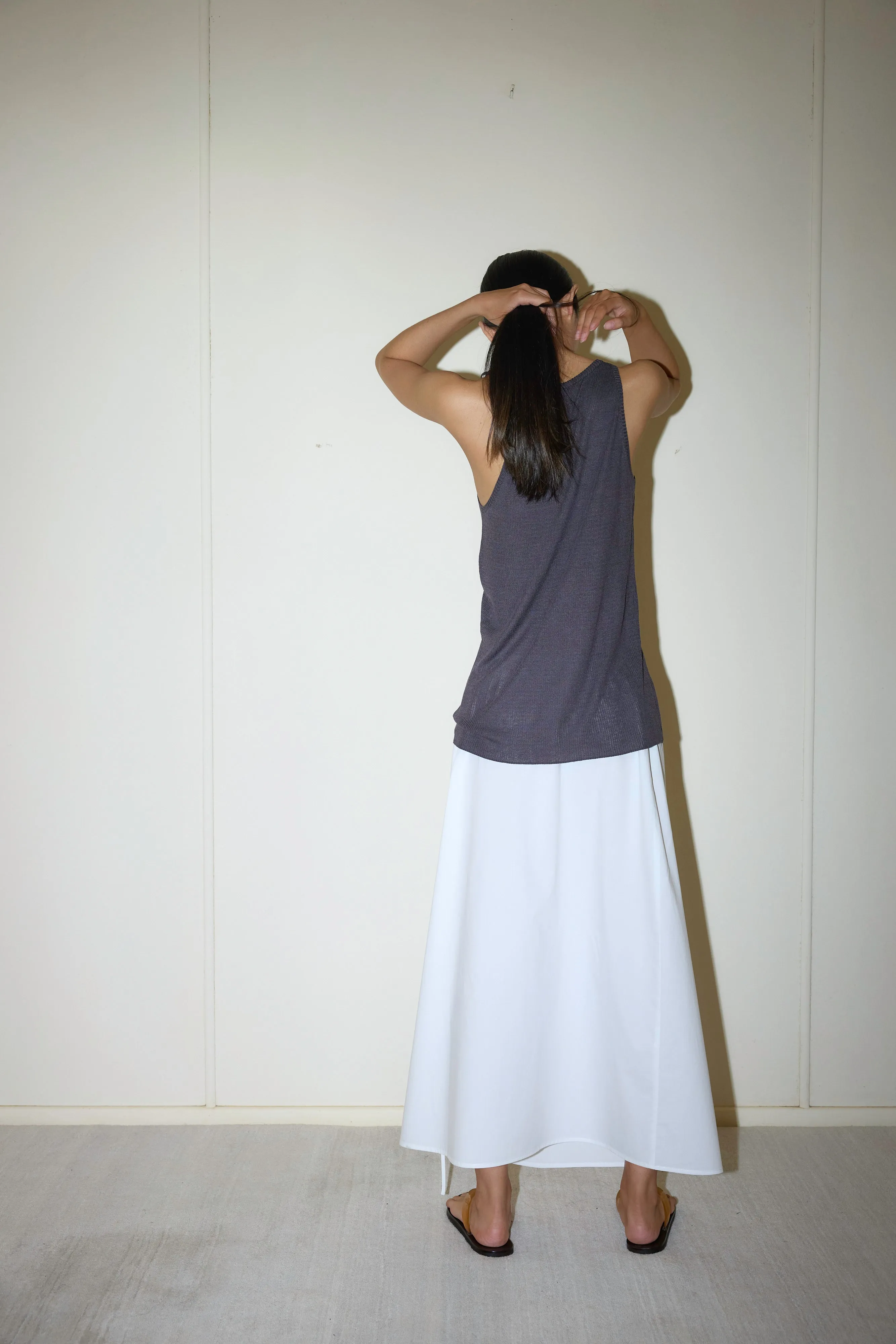 Deiji Studios | Split Tie Skirt in White