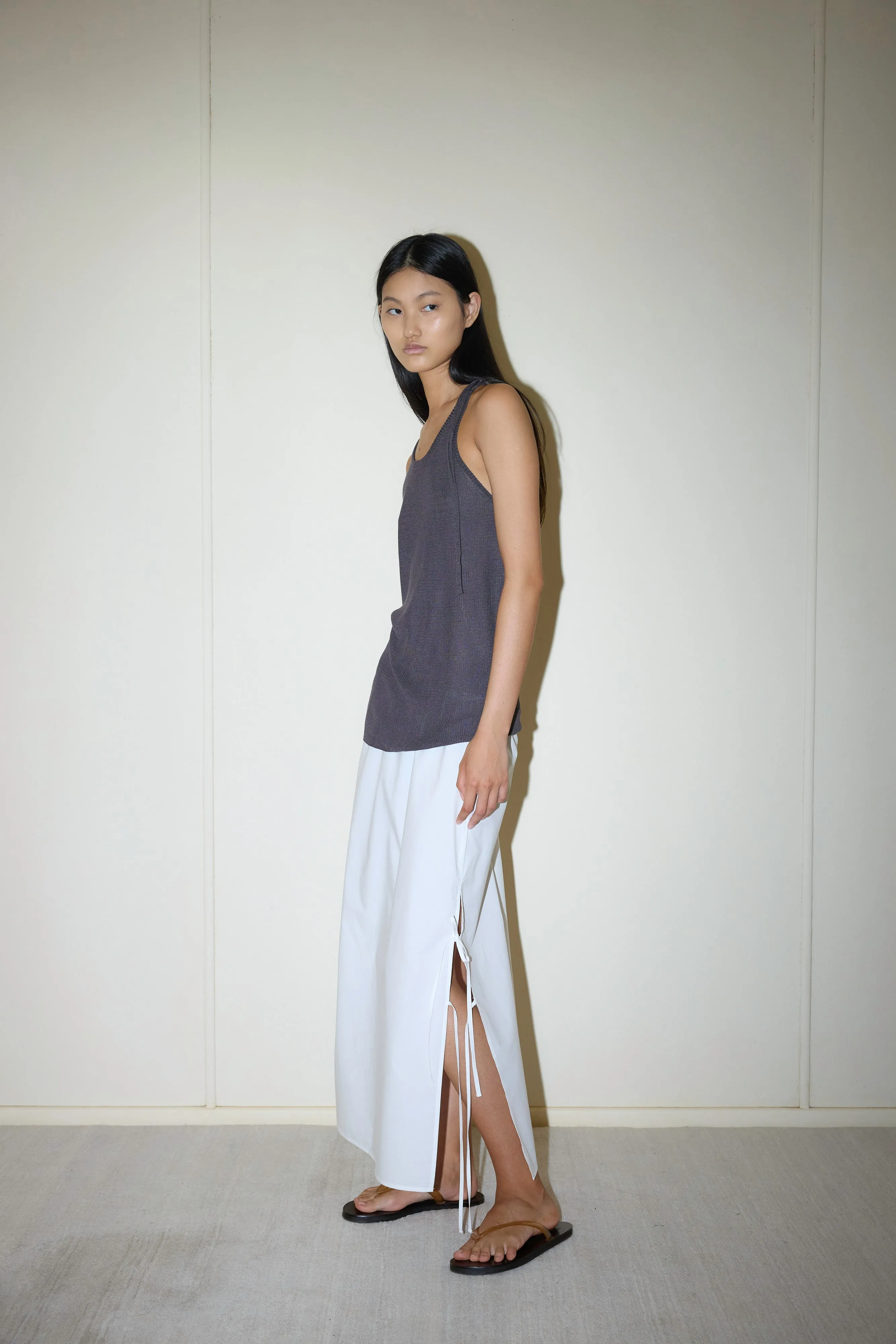 Deiji Studios | Split Tie Skirt in White