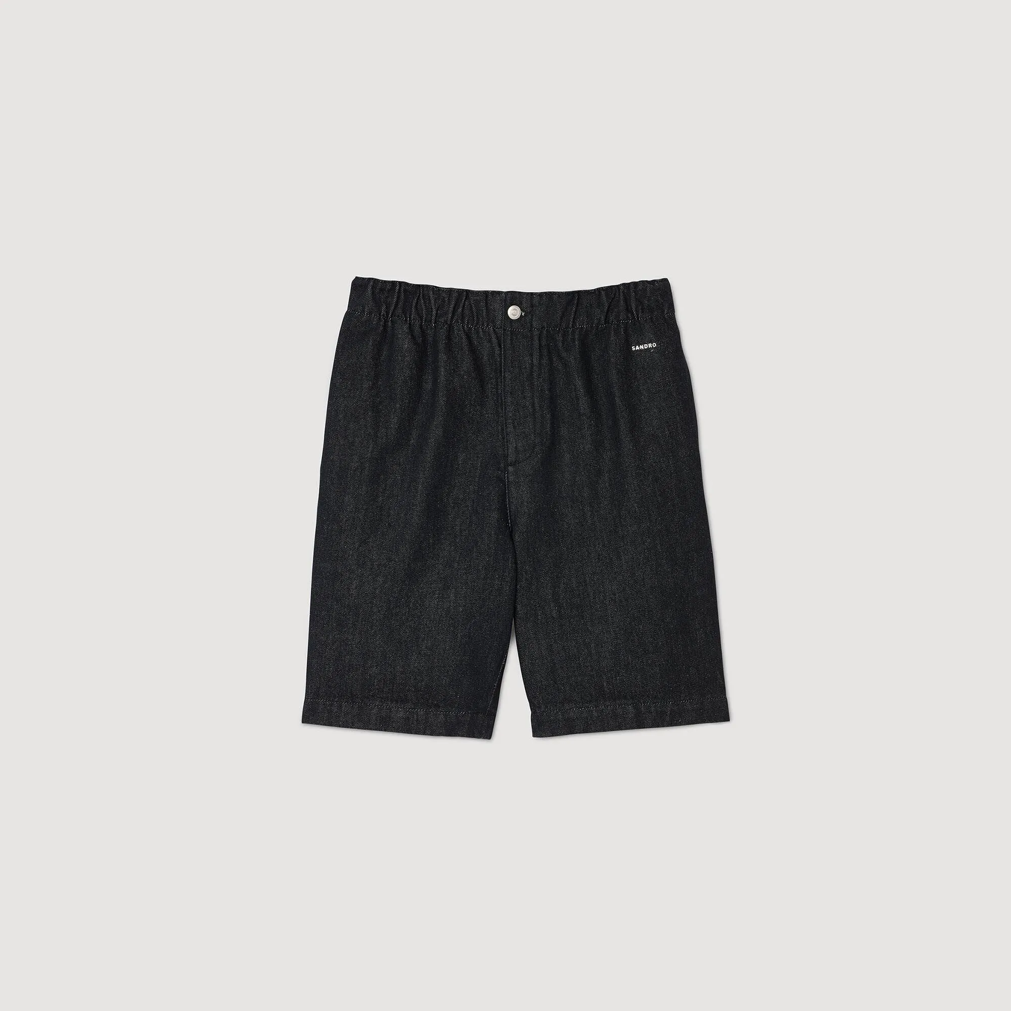 Denim Short Logo Raw Denim Bermuda Shorts Black