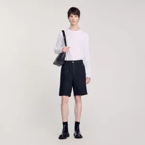 Denim Short Logo Raw Denim Bermuda Shorts Black