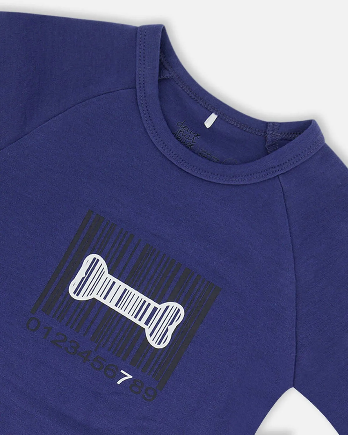 Deux Par Deux | Organic Cotton Two Piece Pajama Set Grey Mix Printed Dogs