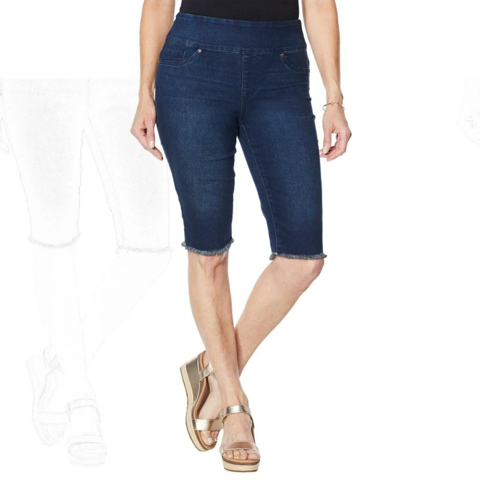 DG2 by Diane Gilman Classic Stretch Pull-On Bermuda Shorts Indigo XL