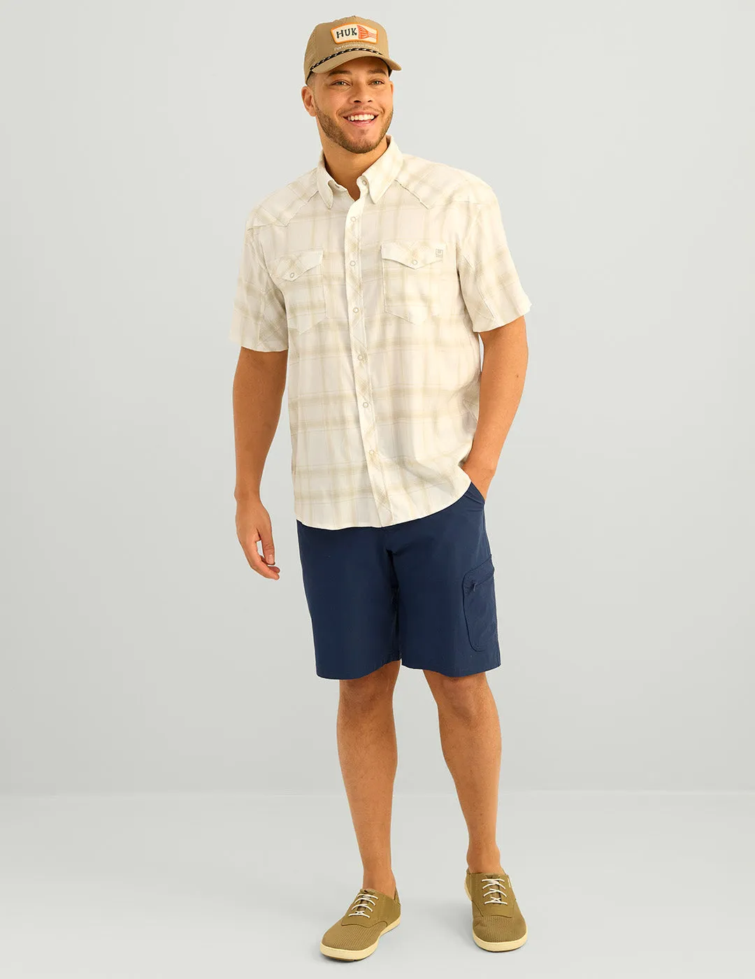 Diamond Back Plaid Short Sleeve Button-Down