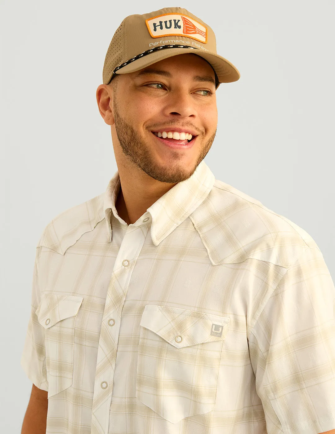 Diamond Back Plaid Short Sleeve Button-Down