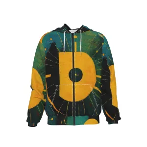 Disk Men's Heavy Zip Up Hoodie With Pocket