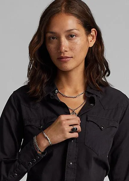 Double RL - Cotton Twill Western Shirt Black