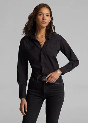 Double RL - Cotton Twill Western Shirt Black