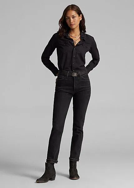 Double RL - Cotton Twill Western Shirt Black