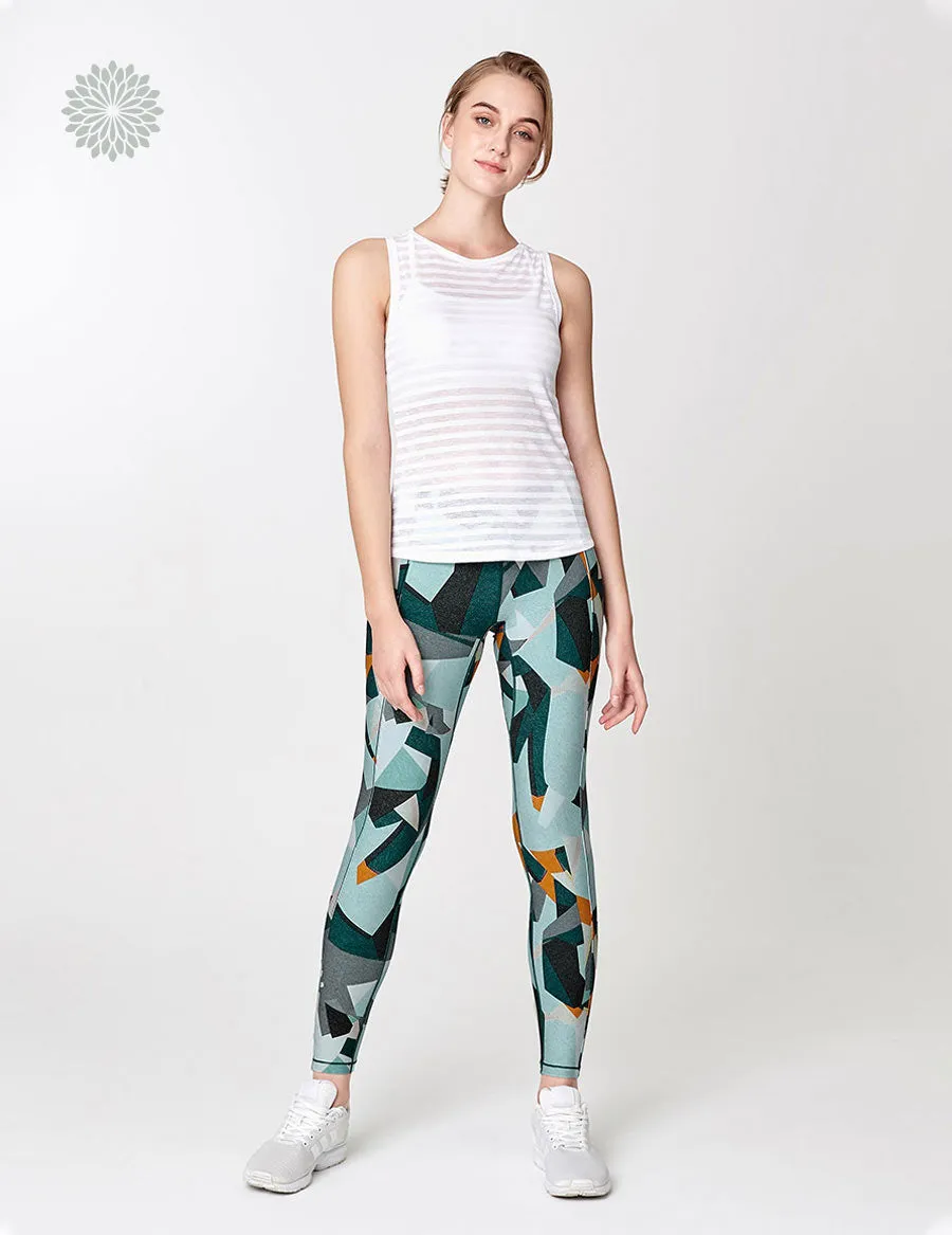 easyoga LESPIRO Colori Sculpt Tights - F37 Green Geometry