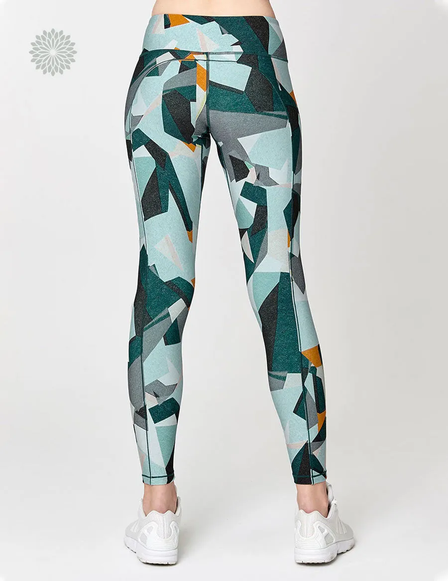 easyoga LESPIRO Colori Sculpt Tights - F37 Green Geometry