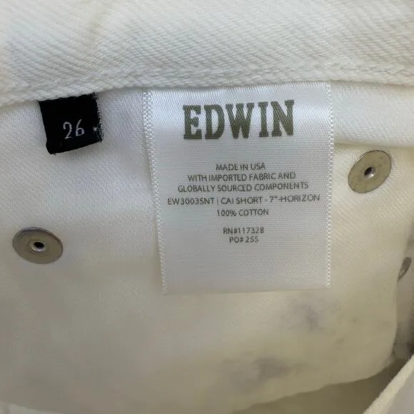 Edwin Denim Shorts Women's 26 (2) White Tie dye CAI Shorts Button Fly NWT