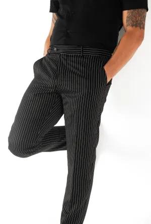 Egerton Pinstripe Trouser in Black & White