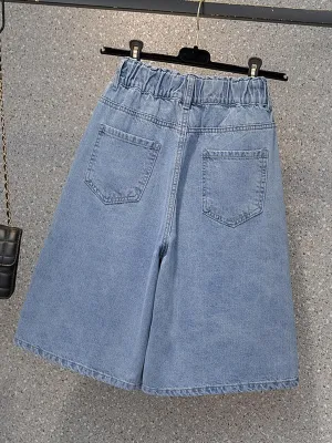 Elasticated Denim Bermuda Shorts