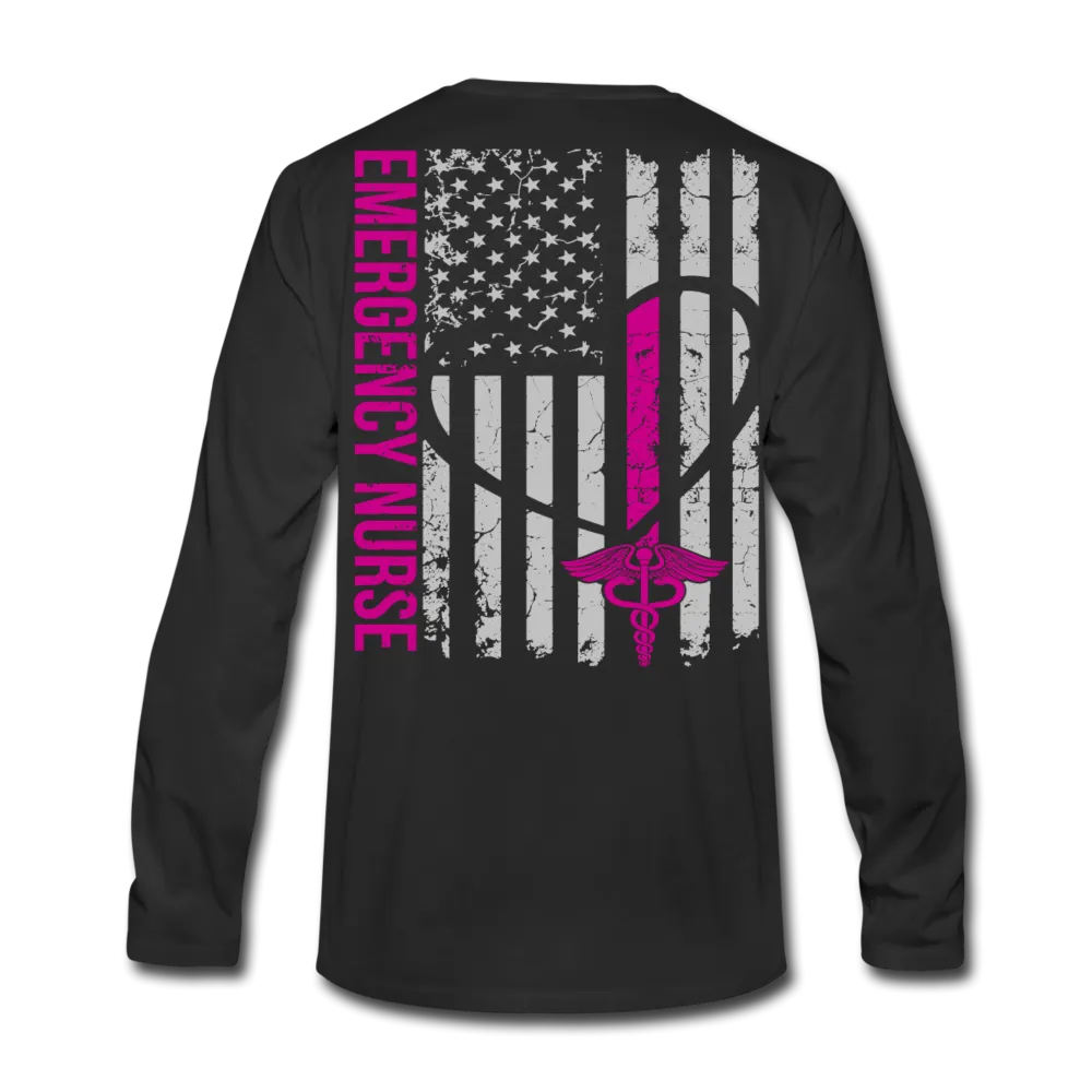 Emergency Nurse Flag Stethoscope Front Men's Premium Long Sleeve T-Shirt