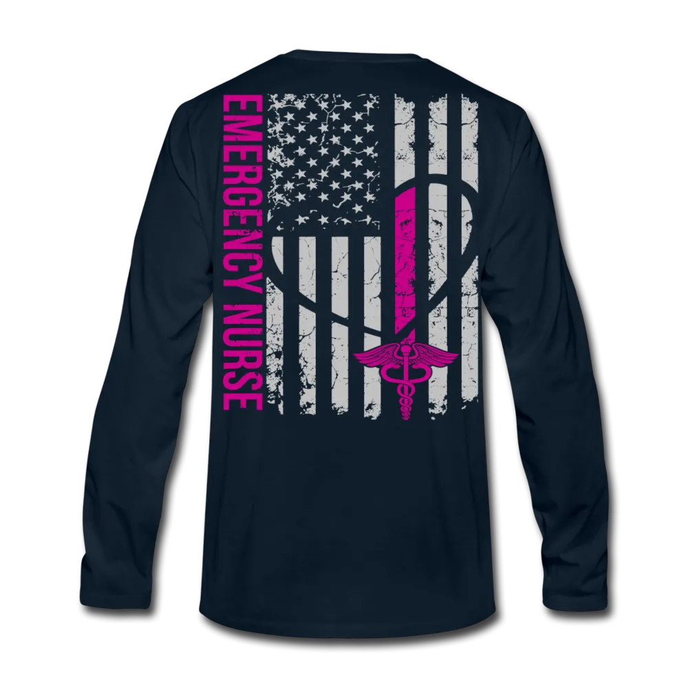 Emergency Nurse Flag Stethoscope Front Men's Premium Long Sleeve T-Shirt