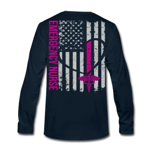 Emergency Nurse Flag Stethoscope Front Men's Premium Long Sleeve T-Shirt