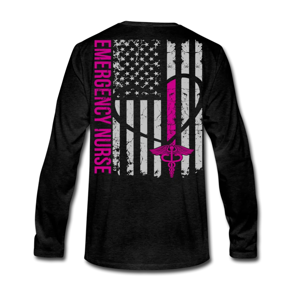 Emergency Nurse Flag Stethoscope Front Men's Premium Long Sleeve T-Shirt