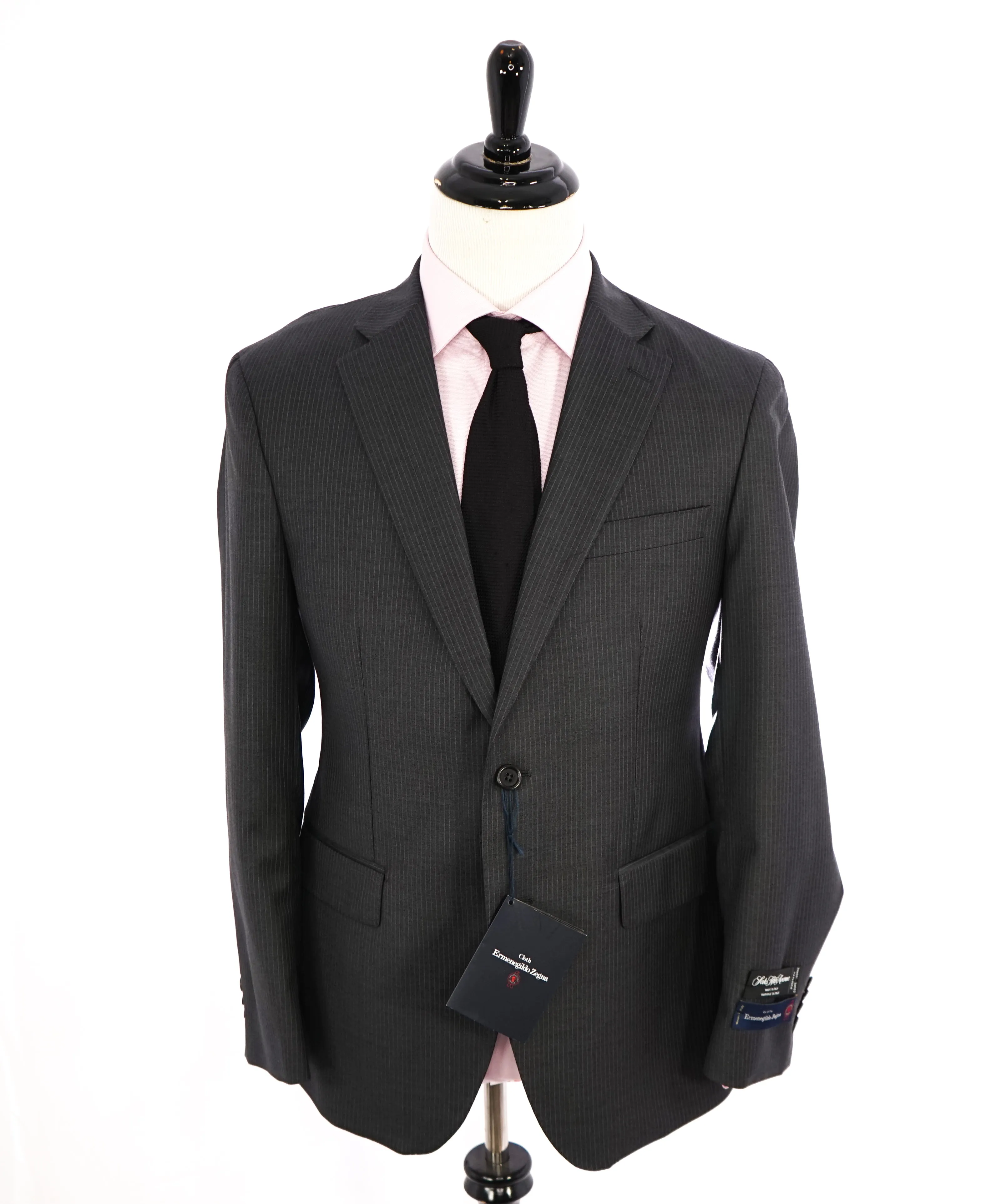 ERMENEGILDO ZEGNA - By SAKS FIFTH AVENUE "Modern" Gray Pinstripe Suit - 40R