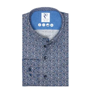 Extra long sleeves. Floral print cotton shirt