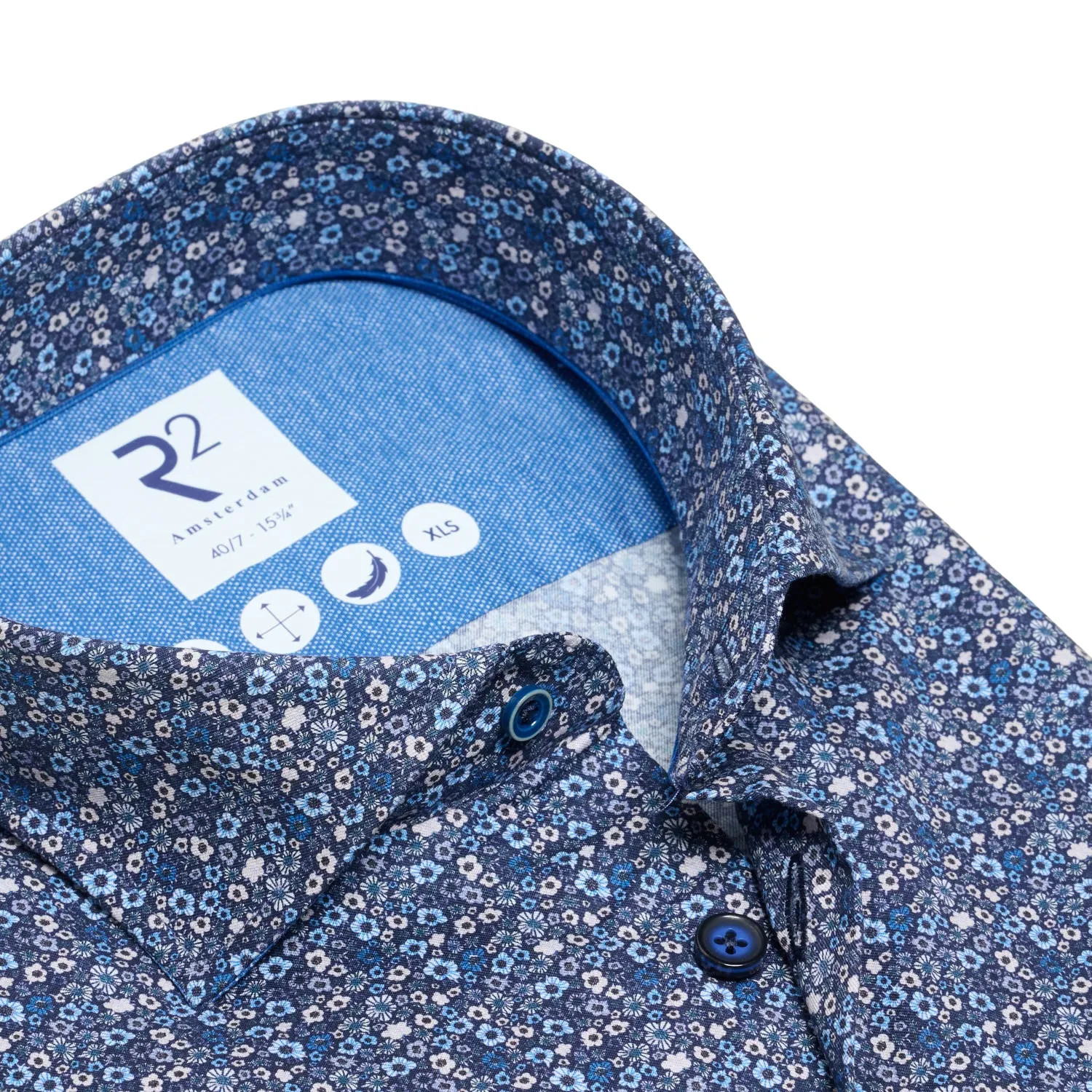 Extra long sleeves. Floral print cotton shirt