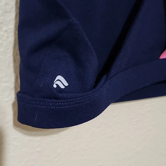 Fabletics Navy and Pink Bike Shorts And Sporta Bra Set